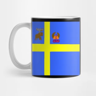 Sporty Swedish Design on Black Background Mug